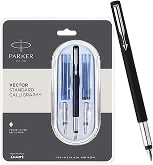 Luxar Parker Vector Standard Red Ct Calligraphy Fountain Pen Set by Luxar
