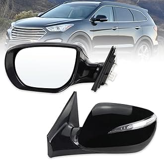 Lqito Left Driver Side Mirror Compatible With 2013 2014 2015 2016 2017 2018 Hyundai Santa Fe Sport With Manual Folding Power Glass Heated With Turn Signals Black Replace#HY1320201(6 Pins)