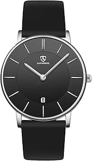 Watch, Mens Watch, Minimalist Fashion Simple Wrist Watch Analog Date with Leather Strap