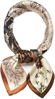 100% Pure Mulberry Silk Scarf -21” Lightweight Small Square Neckerchief – Breathable Digital Printed Scarves with Gift Packed