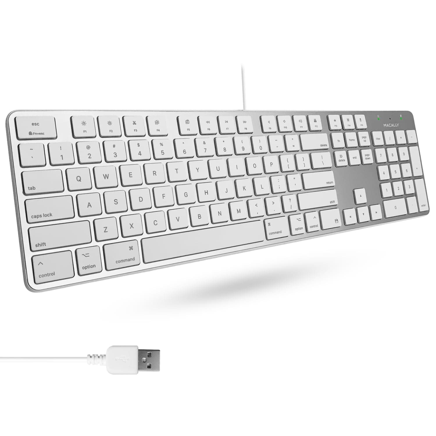 Macally Ultra Thin USB A Wired Keyboard with Numeric Keypad for Apple Mac Pro, MacBook Pro/Air, iMac, Mac Mini, ...