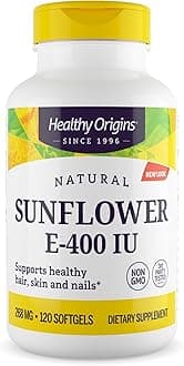 Healthy Origins Sunflower Vitamin E-400 IU (Non-GMO, Gluten Free, Soy Free, Hair Support, Nail Support, Skin Support, Cardiovascular Support), 120 Softgels