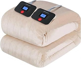 Westinghouse Electric Blanket King Size, Super Cozy Soft Flannel 100"" x 90"" Heated Blanket with 10 Fast Heating Levels & 1-12 Auto-Off, Machine Washable, ETL&FCC Certification, Beige