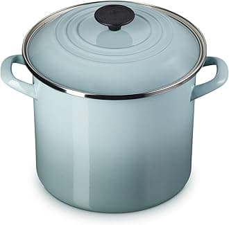 Le Creuset Enamel On Steel Stockpot with Lid, 8 Quart, Sea Salt