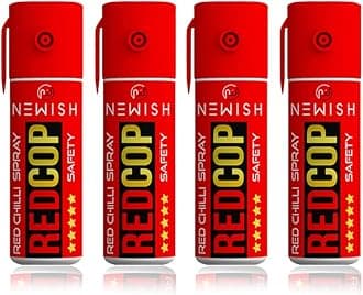 Newish Red Chilli Self Defense Spray 55 ML (Pack of 4) | Quick-Action Personal Safety Spray for Women, Men & Seniors | Pocket-Sized, Travel & Night Walk Protection, Long Range 15 ft