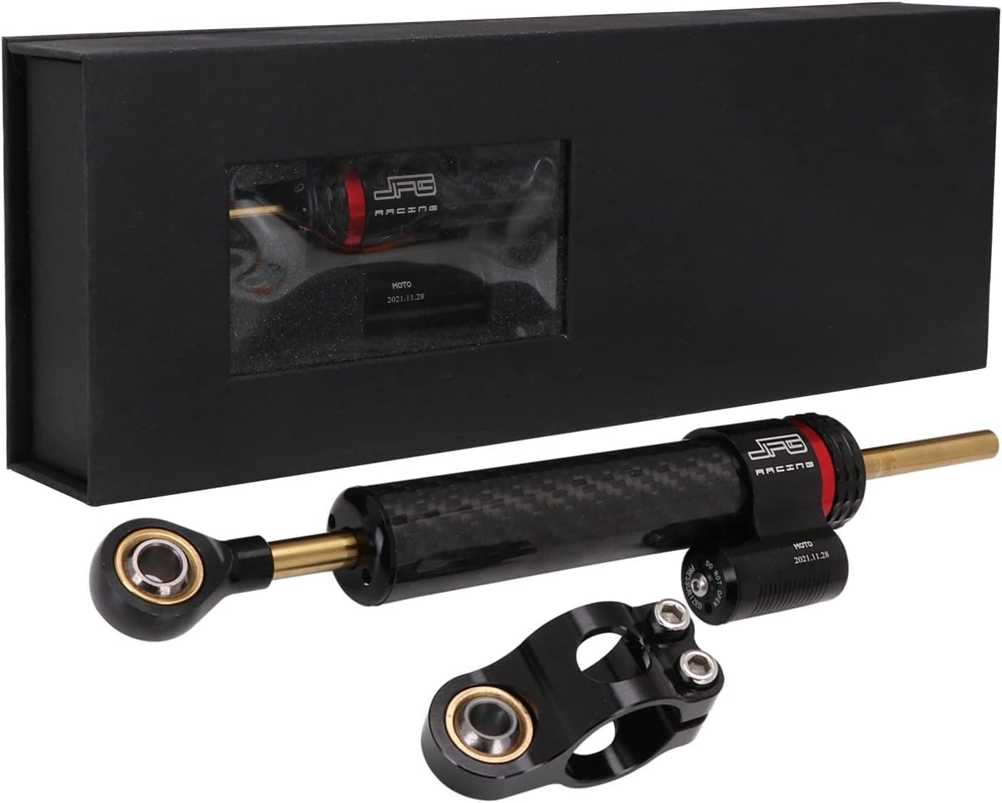 Motorcycle Steering Damper without Mounting Brackets,10" Universal Steering Stabilizer for Most Motorcycles Street Sport Road Racing Bike-Carbon Fiber