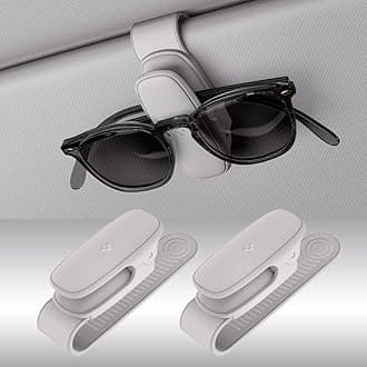 Spigen 2 Pack Silicone Clip Sunglass Holder for Car Sun Visor - Eyeglasses, Sunglasses, Ticket Card Clip for All Cars - Car Sun Visor Accessories - (Gray)