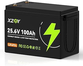 Compact 24V 100Ah Lithium Battery, 24V 100Ah LiFePO4 Battery 5000+ Cycles, Built-in 100A Low Temperature Protection BMS, Great for Trolling Motors, RV, Camper, Solar Off-Grid, Marine, Boat