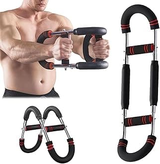 PowerTwist Arm Trainer, Adjustable 20-110lbs Chest Workout Equipment, Portable Arm and Chest Muscle Trainer, Gorilla Bar for Chest Workout, Upper Body Workout Equipment for Men and Women (Red)