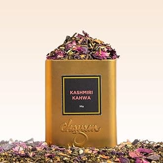 Kashmiri Kahwa Green Tea - 50g/1.77oz | Herbal Blend with Saffron, Cardamom, Cinnamon, Cloves, Almond & Rose Petals | Detox Tea for Digestion & Metabolism |100% Natural - Pack of 1