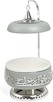 Otantik Home Jiwar Chafer with Porcelain Bowl, Stainless Steel Base, Water Bowl for Even Heat, Glass Lid with Hanger, Powered Buffet Warmer for Catering (Mint Blue & Silver, 6 Liters)