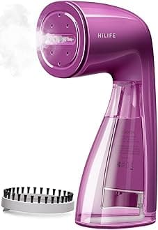 HiLIFE Steamer for Clothes, 1100W Clothes Steamer, Fast Wrinkle Removal with Large 300ml Tank, Ideal for All Fabrics, Easy to Use, Compact and Portable Travel Garment Steamer (G-Orchid Purple)
