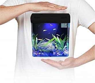 JAINSONS PET PRODUCTS Aquarium Mini Fish Tank 4.5 Ltr Curve Moulded Equipped with Filter | USB Connector | Multicolor Led Light | Ultra Quiet Pump | Aquarium for Fishes Mini Aquarium (Colour May Vary)