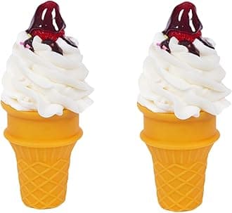 2PCS Realistic Chocolate Ice Cream Models Artificial Lifelike Ice Cream Lifelike Fake Dessert Decor for Kitchen Counters Bakery Displays Photography Props (Chocolate)