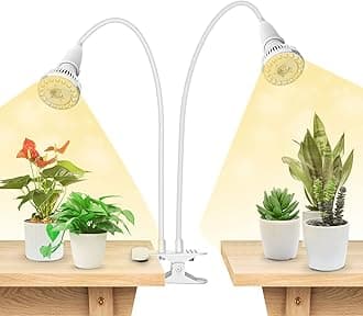 SANSI LED Grow Lights for Indoor Plants, 300W Full Spectrum Clip-on Gooseneck Grow Light with Ceramic Tech.,20W Plant Light for Indoor Growing High PPFD, Lifetime Free Bulb Replacement White, No Timer