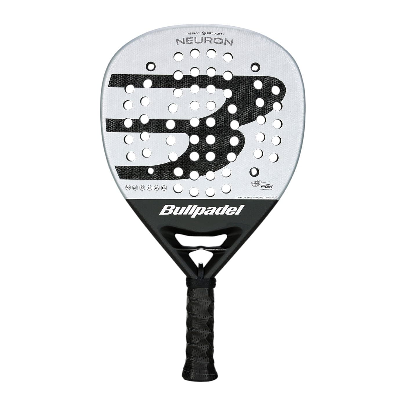 Neuron 25 Stringed: No 370G Silver Padel Racket - Black
