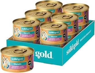 Solid Gold Five Oceans Shreds with Real Tuna in Gravy - Premium Wet Cat Food for All Life Stages, Pack of 12