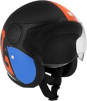 Royal Enfield Color-Block Explore Open Face ISI and DOT Certified Riding Helmet Blue (M) 58 Cm with High Density Eps Liner for Better Impact Absorption and Comfort