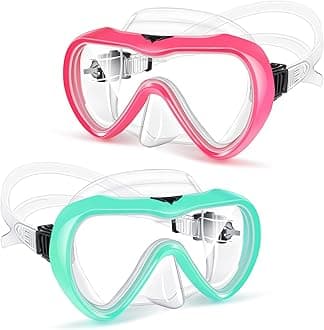 Supertrip Adult Swim Goggles, 2 Pack Snorkel Diving Mask with Nose Cover, Tempered Glass Scuba Swim Mask Snorkeling for Adult Men Women Youth