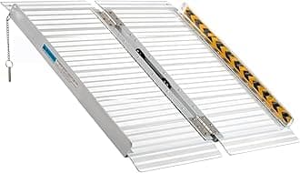 MOTORHOT 2FT Long Wheelchair Ramp,Portable Aluminum Non-Slip Door Threshold Handicap Folding Ramp for Home Steps, Mobility Scooter, Doorways, Curbs, Stairs Ramp 600lbs Capacity, 28.3" Wide