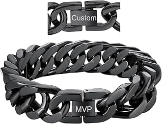 ChainsHouse Stainless Steel Cuban Link Bracelet, 8mm/12mm/17mm Width, 7.5"/8.3"/9", 18K Gold Plated Chain Wrist Bracelets for Men Women, Send Gift Box