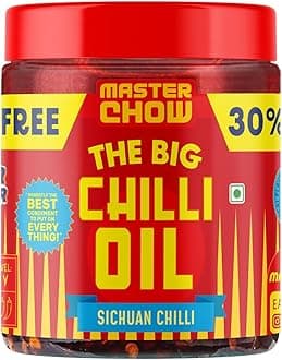 MasterChow Chilli Oil Spicy Sichuan Chilli Oil (450gms) - 30% Extra | Made with Sichuan Peppercorns, Crunchy Garlic & Red Chillies