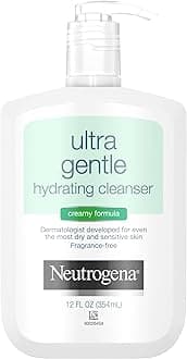 Neutrogena Ultra Gentle Hydrating Facial Cleanser, Non-Foaming Face Wash for Sensitive Skin, Gently Cleanses Face Without Over Drying, Oil, Soap & Fragrance-Free, 12 fl. oz