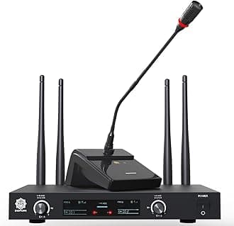 DIGIMORE UHF Wireless Desktop Gooseneck Microphone 18" Podium Microphone | 30 Channels | 300ft Long Range | XLR Output | Best for Meetings, Video Conference Microphone, Streaming Lectures (D-600)