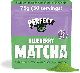 PerfectTed Berry Matcha Powder, Ceremonial Grade Japanese, Perfect for Lattes, Smoothies & Baking | with L-Theanine | Natural Flavour | Antioxidants | Vegan (75g, Blueberry)