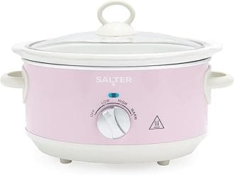 Salter Retro Pink 3.5L Slow Cooker – Electric Ceramic Cooking Pot, 3 Heat Settings & Keep Warm, Dishwasher Safe, Tempered Glass Lid, Cool Touch Handles, Stews, Casserole, Curries, Vintage Design, 200W