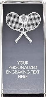 Crown Awards 6" 3D Laser Cut Crystal Tennis Award, Custom Engraved Tennis Trophy