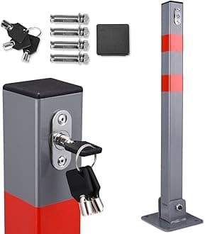 Deuba 1x 2X 3X or 4X Heavy Duty Parking Space Barrier Car Bollard Folding 3 Keys Robust Steel Security Post