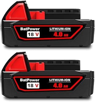 BatPower 2 Pack 18V 4.0Ah Compact Battery - Replacement for Milwaukee 18V M18 Lithium Batteries 48-11-1820 48-11-1828 48-11-1830