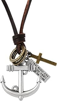 HAQUIL Boho Leather Necklace Antique Tribal Pendant, Boho Jewelry Gift for Men and Women