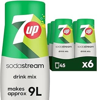 Flavours 7Up Sparkling Drink Mix, Fizzy Drink Maker Concentrate, Original Soda with Natural Lemon & Lime Flavouring, Caffeine Free, Official 7Up x SodaStream Syrup - 6 x 440ml Multi Pack