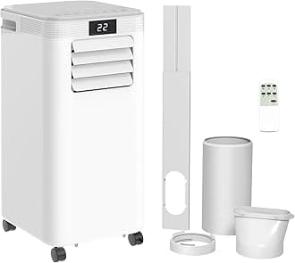 8000 BTU Air Conditioning Unit, 4-in-1 Portable Air Conditioner, Dehumidifier, Cooling, Fan, Sleep Mode, with Remote Control, LED Display, 2 Speeds, 24H Timer, Window Venting Kit, 18m²