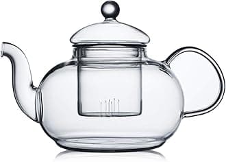 40.6oz/1200ml Glass Teapot with Removable Infuser,Stovetop Safe Tea Kettle,Blooming & Loose Leaf Tea Pot
