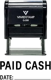 Paid Cash with Date Line Self Inking Rubber Stamp (Red Ink) - Medium 5 Pack