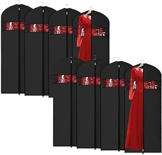 Univivi Garment Bags for Dresses, Clothes Covers Protector Bags 60", Waterproof Dust Proof Garment Covers Moth Proof Dress Cover Bag, Wedding Dress Bag, Suit Bags for Travel and Storage - 8 Pack