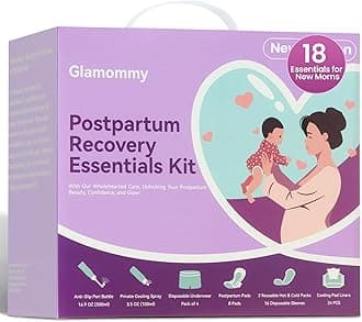 Postpartum Recovery Essentials Kit for Women, Labor & Delivery Postpartum Care, Peri Bottle, Cooling Spray, Disposable Postpartum Underwears, Postpartum Pads, Hot&Cold Packs, Soothing Liners