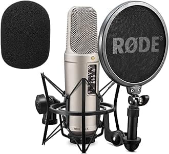 Rode NT2-A Set Large Diaphragm Condenser Microphone for Studio + Keepdrum WS02 Foam Wind Protection
