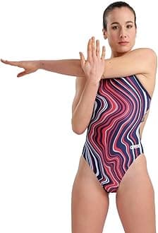 Womens Arena Performance Women's Marbled Challenge Back Swimsuit