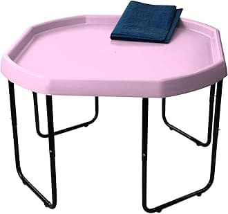Children's Large Plastic Sand & Water Mixing Play Tray - BABY PINK - 100cm x 100cm with 3 Tier Height Adjustable Stand and Protective Cover Sheet.