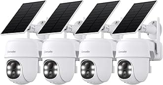 Cinnado 2K Cameras for Home Security-2.4G WiFi Outdoor Camera Wireless Solar/Battery Powered, 360° Viewing, Human Detection, Color Night Vision, Cloud/SD Storage B6 (B6-White-4pack-2.4G)