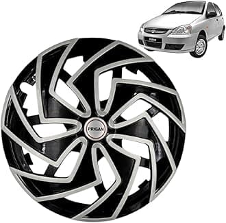 Prigan Wheel Cover for TATA Indica Vista 14 Inch Black Silver Wheel Cap (Available in 13,14 Inch) (Set of 4 Pcs) (Press Fitting) Model- Spider BS-14