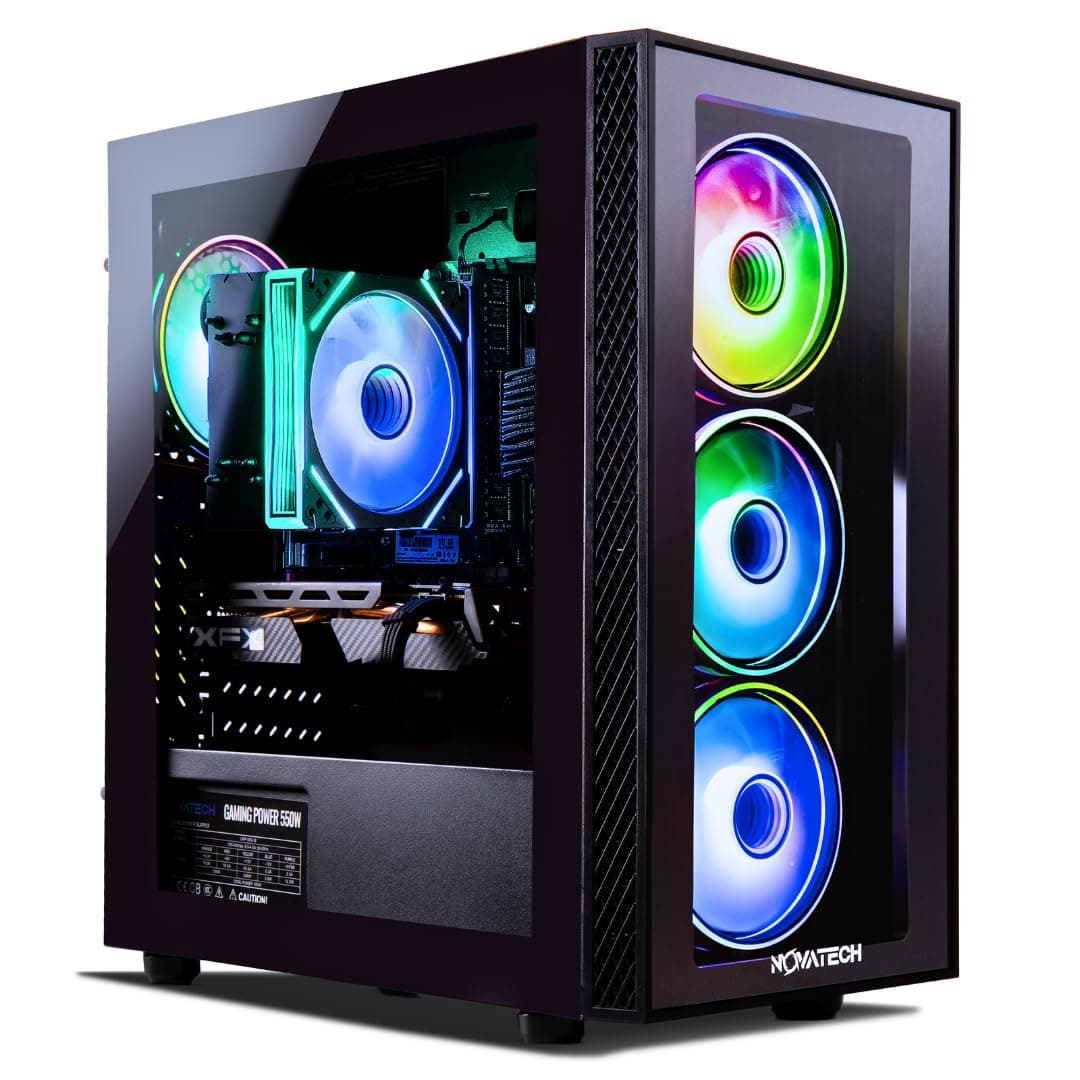 NOVATECH Phantom - Prebuilt Gaming PC Desktop Computer - RX580 8GB - Core i7 Xeon 3.5GHz - 16GB RAM - 512GB M.2 SSD WiFi/BT, Win 11 Pro - Gaming Computer Tower - Pre Built PC Gaming - 1 Year Warranty