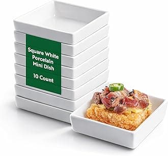 Mini Porcelain Dishes Pack of 10 Porcelain Sauce Dishes 2.6 Inch Appetizer Serving Dish, Chip-Resistant, Microwave, Oven, Freezer, Dishwasher Friendly, Spill-Preventing for Appetizers