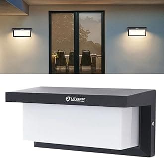 LITVERSE acrylic Outdoor Solar Wall Light, LED, Remote Control, Waterproof, Landscape Lighting, Outside Lights Wall Lamps for Patio Balcony Garage Workshop (warm white)