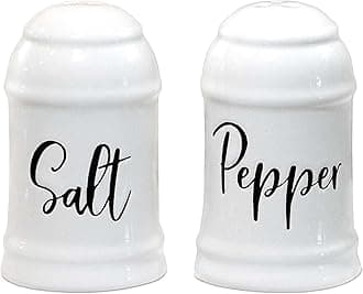 Home Acre Designs Salt and Pepper Shakers Set - Farmhouse Kitchen Decor - Ceramic, Dishwasher Safe - Rustic, Modern Decor - 3.1" Tall