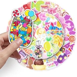 LIFEPAL Candy Stickers |50Pcs Colorful Candy Waterproof Vinyl Decals for Water Bottles Laptop Luggage Cup Computer Mobile Phone Skateboard